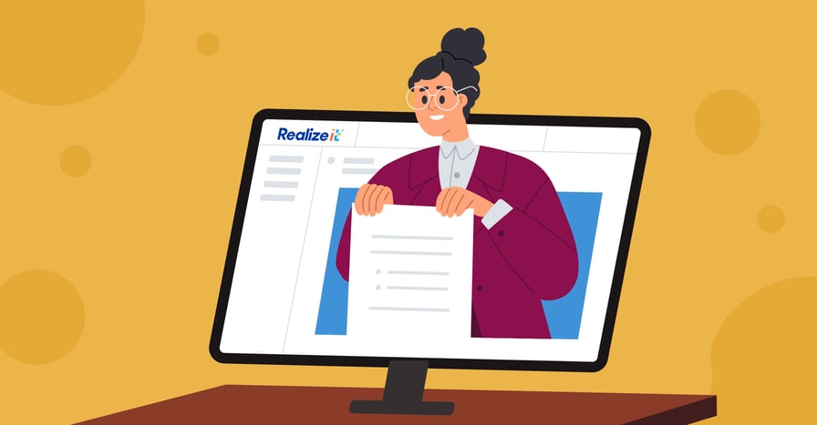 woman on desktop screen working on the onboarding process